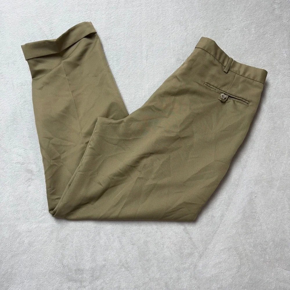 Dockers Mens Khaki Tan Microfiber Pleated Cuffed Dress Pants 36x32
